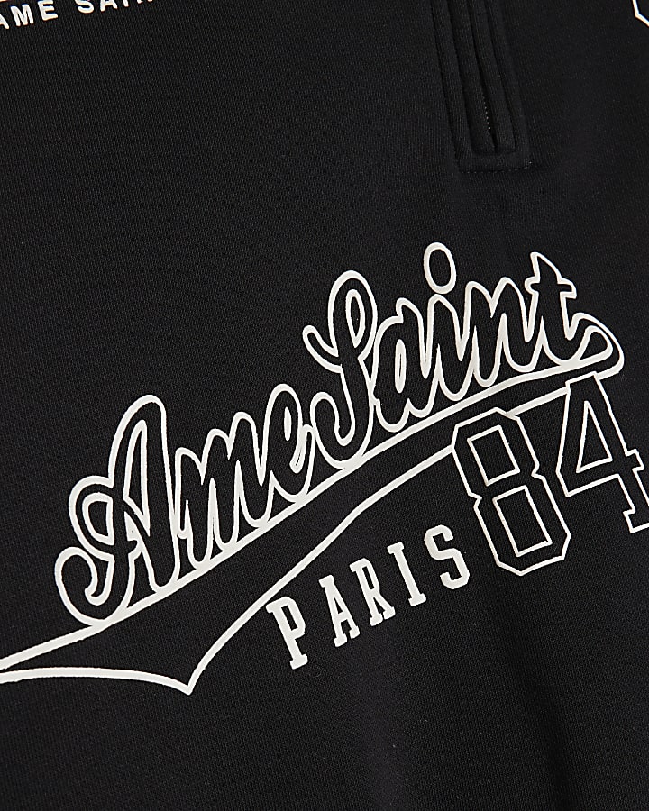 Boys Black Oversized Varsity Top Set