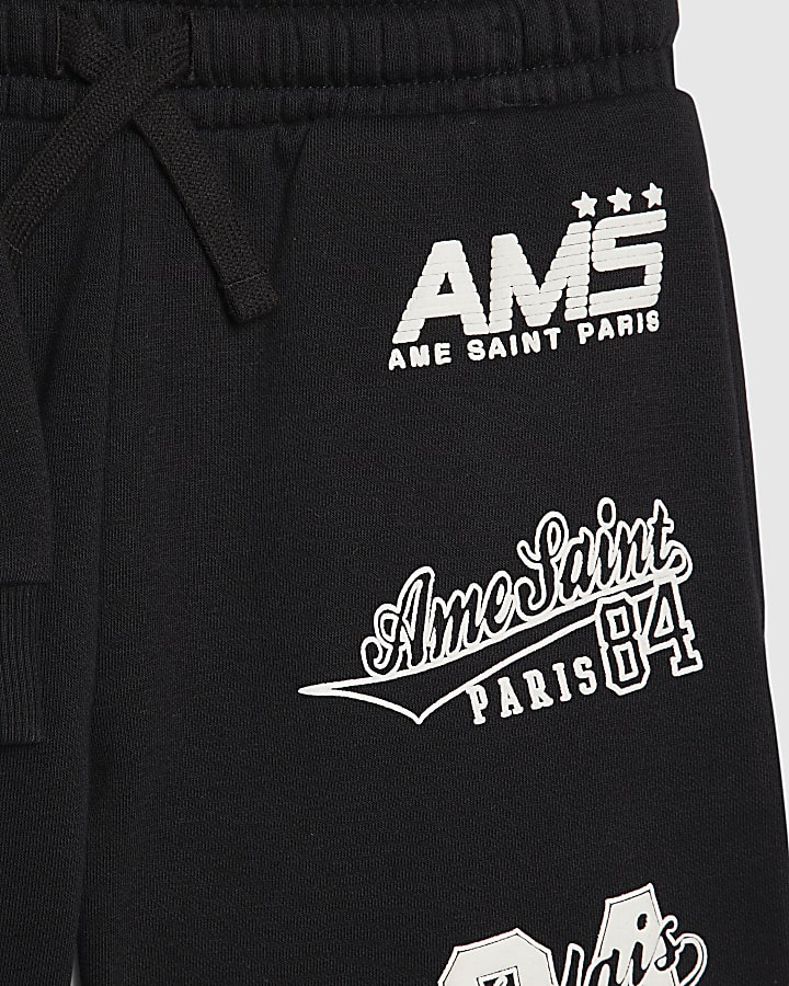 Boys Black Oversized Varsity Top Set