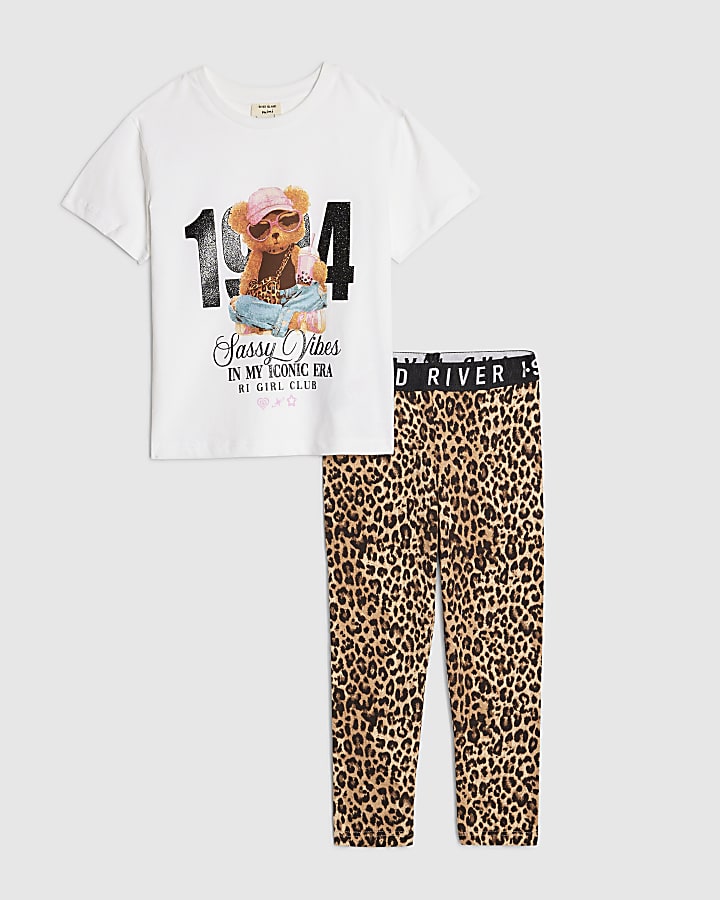 Mini Girls White 1994 Bear T-Shirt Set