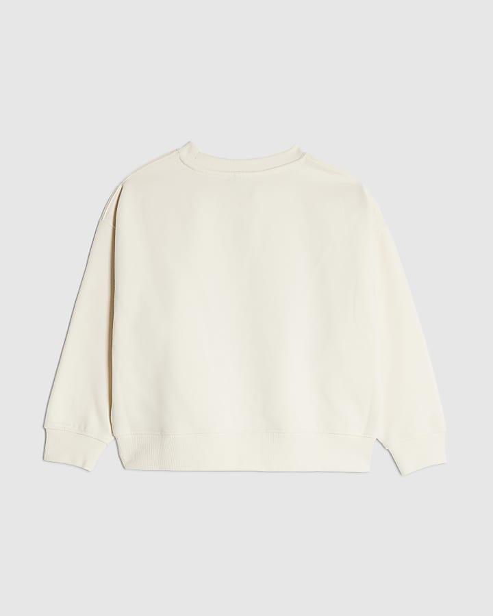 Girls Cream Dachsund Dog Sweatshirt