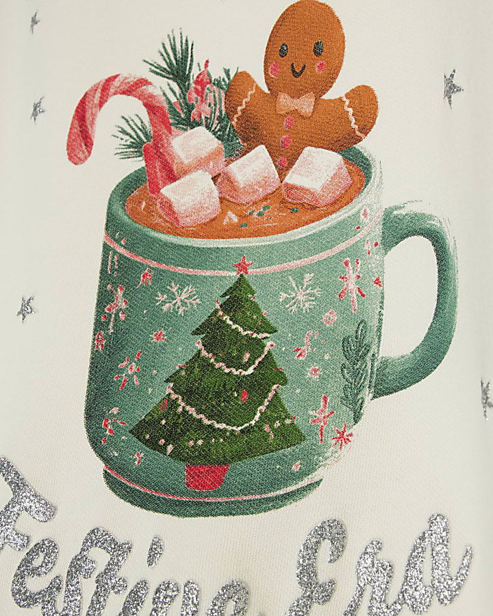 Girls Cream Festive Hot Choc Sweatshirt