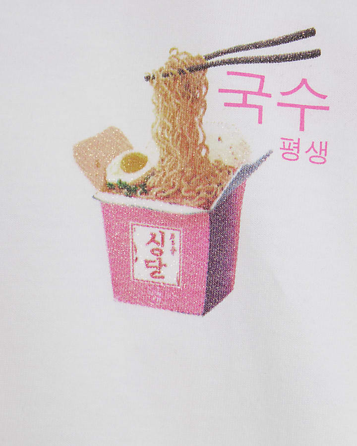 Girls White Ramen Queen T-Shirt