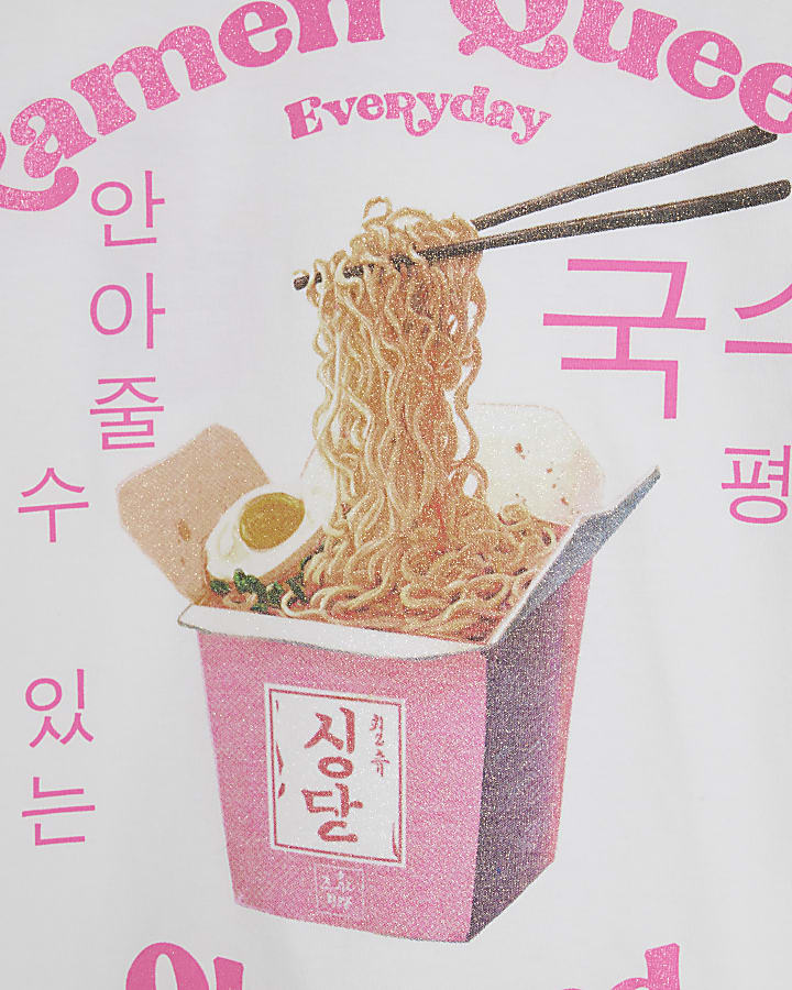 Girls White Ramen Queen T-Shirt