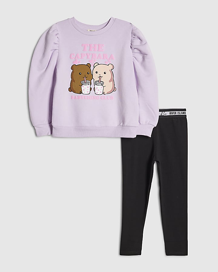 Mini Girls Purple Babyccino Jumper Set