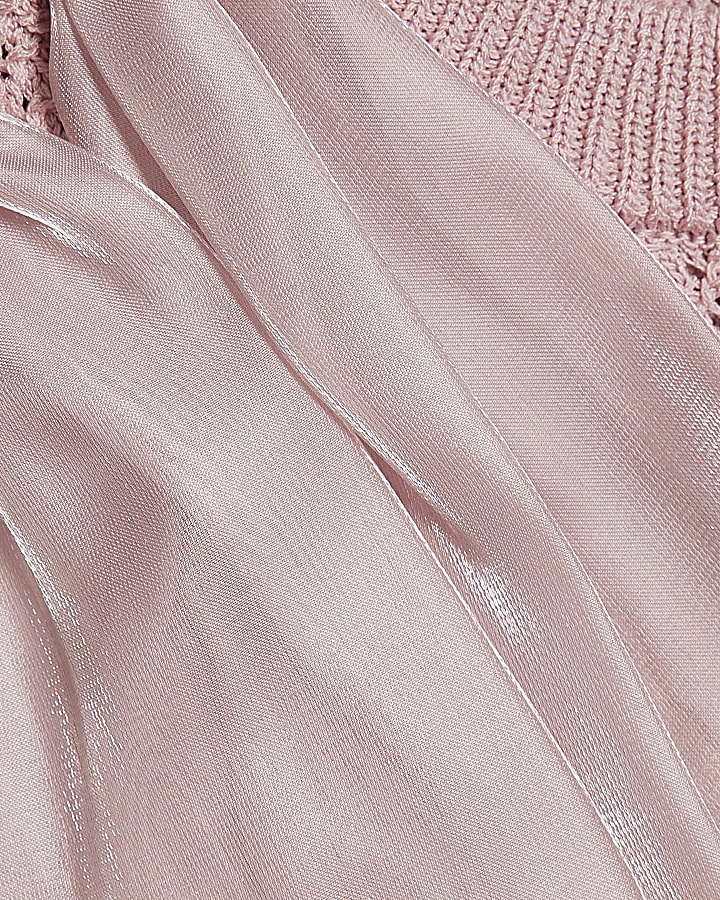 Girls Pink 3D Bow Knitted Tank Top