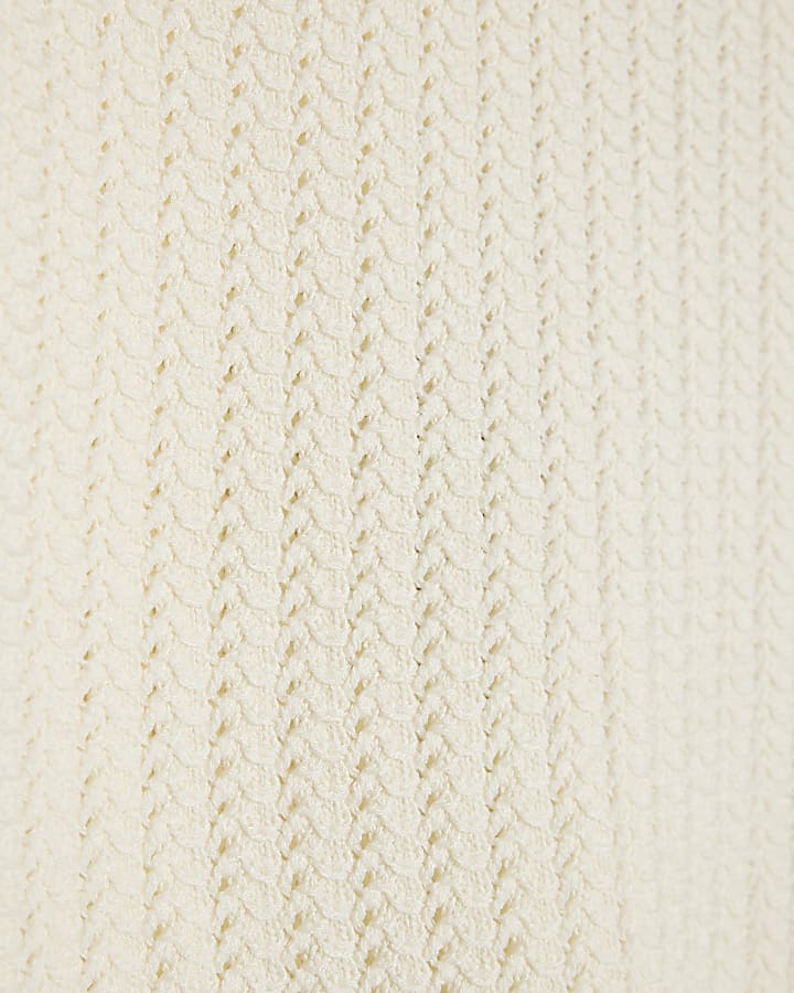 Girls Cream 3D Bow Knitted Tank Top