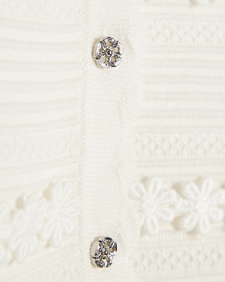 Mini Girls White Floral Skirt Set