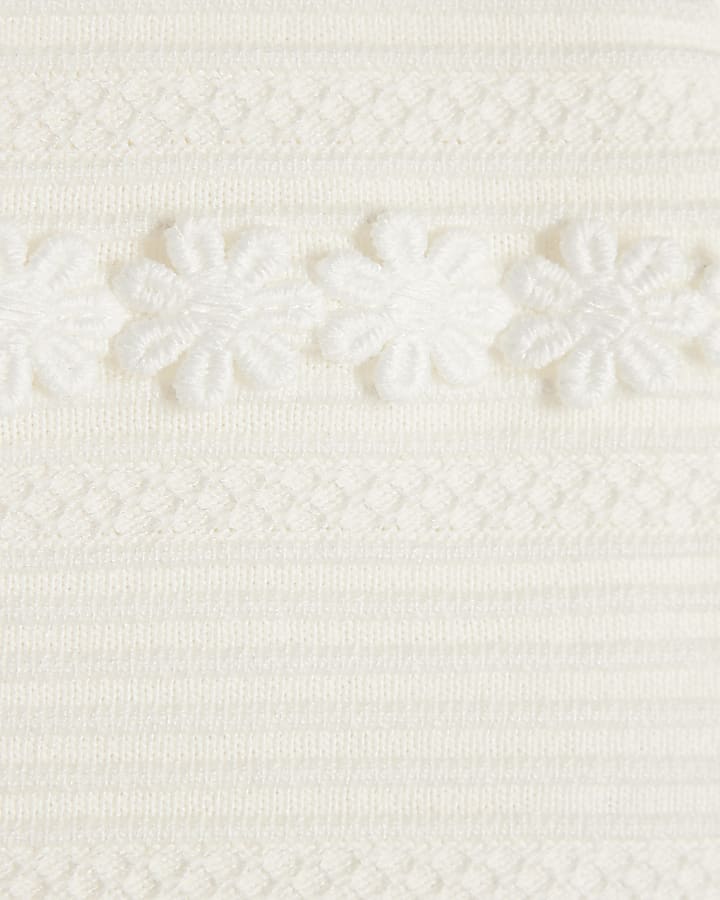 Mini Girls White Floral Skirt Set