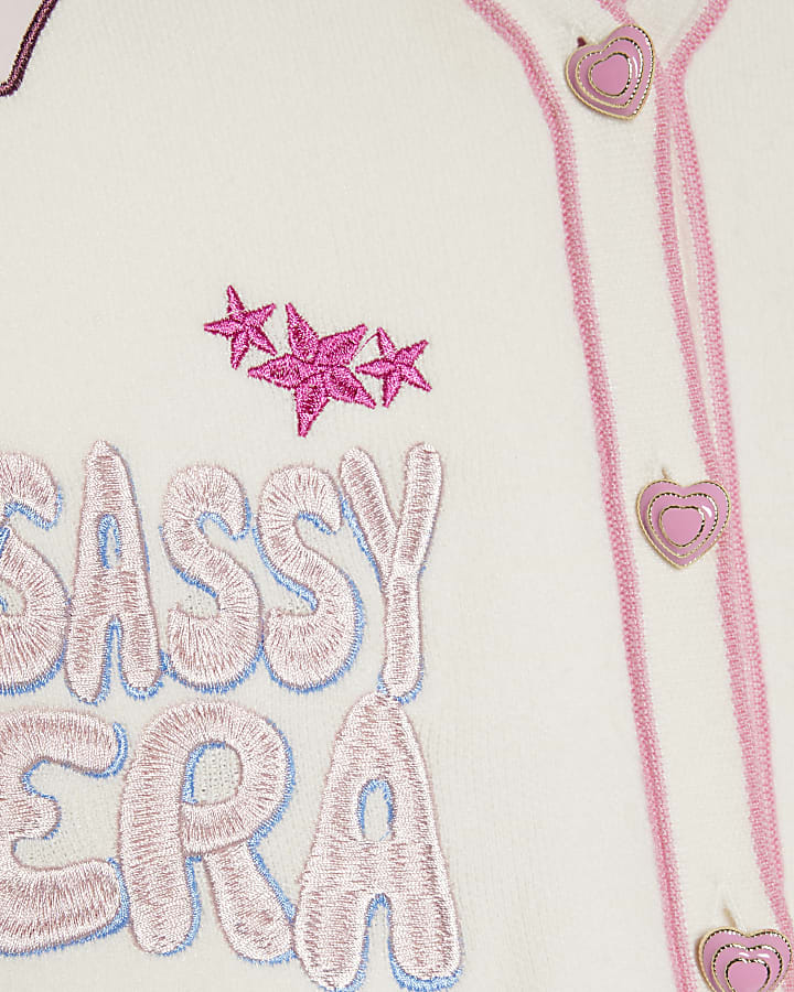 Girls Cream Sassy Era Cardigan