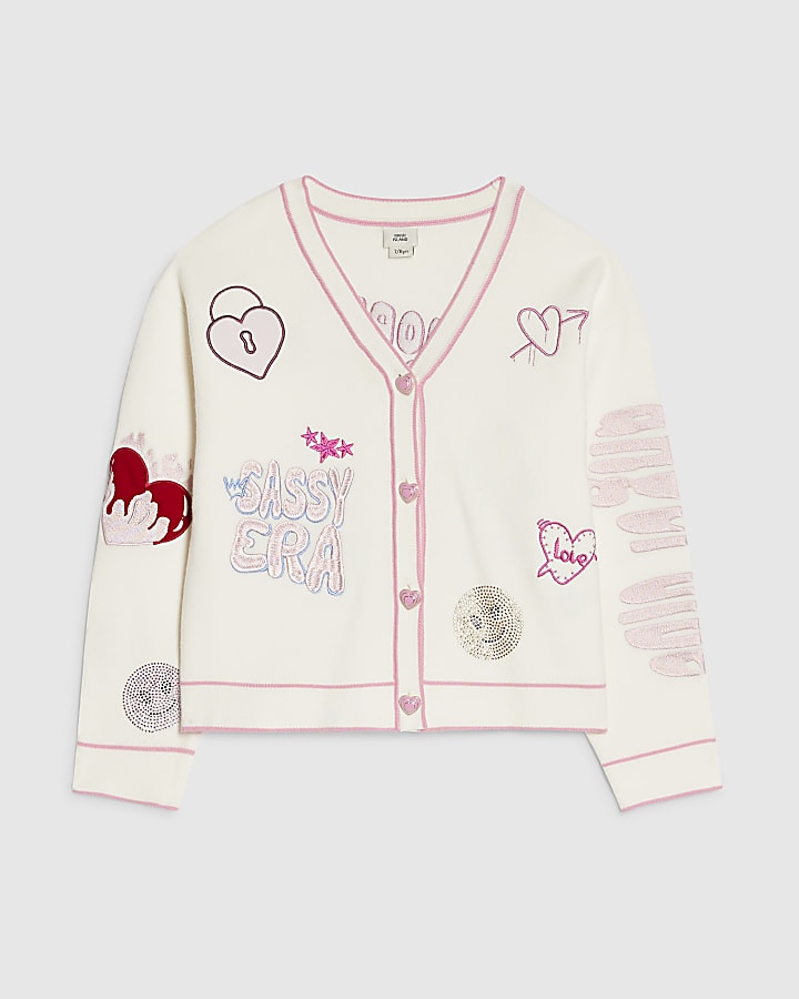 Girls Cream Sassy Era Cardigan