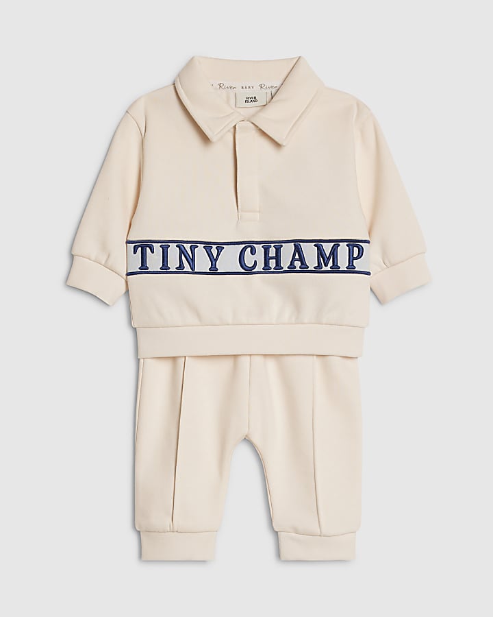 Baby Boys Cream Tiny Champ Sweatshirt Set