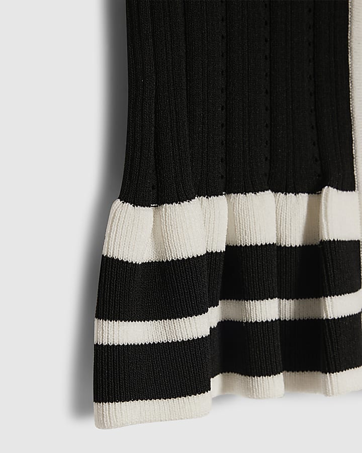 Girls Black Stripe Peplum Top