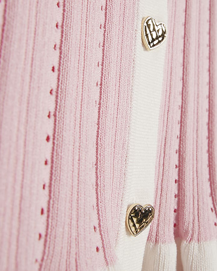 Girls Pink Stripe Peplum Top