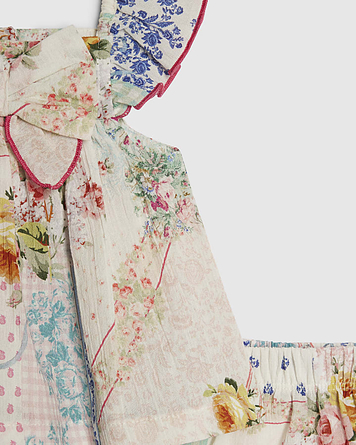 Baby Girls Pink Patchwork Bow Bloomer Set