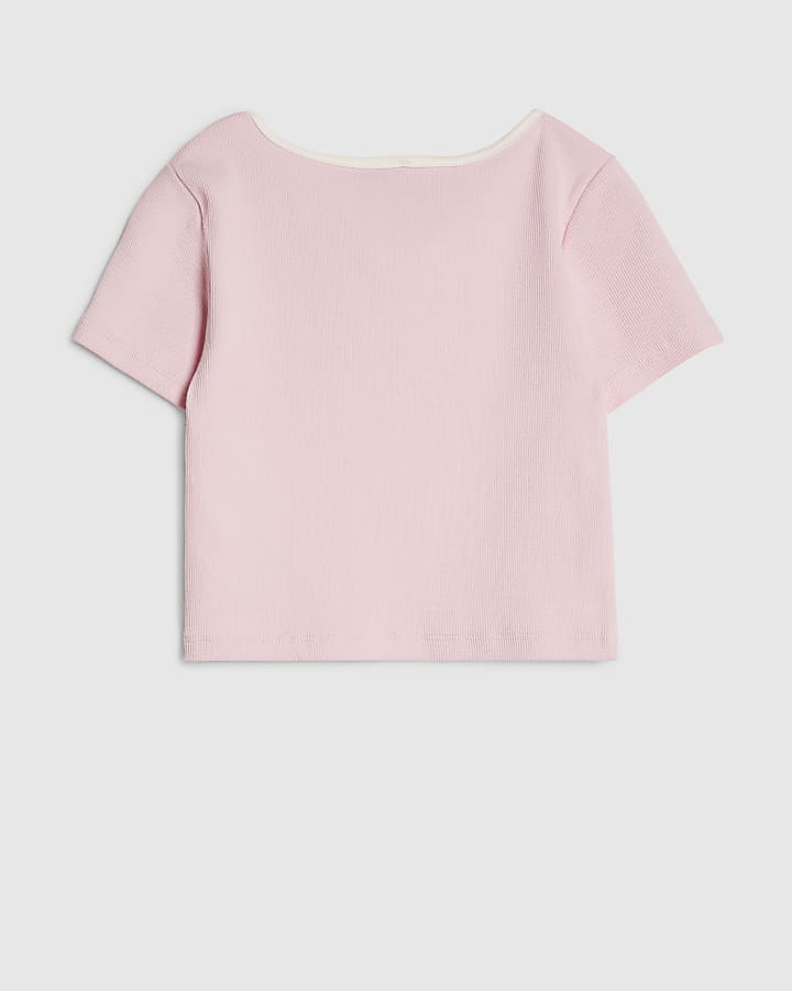 Girls Pink Bow Top