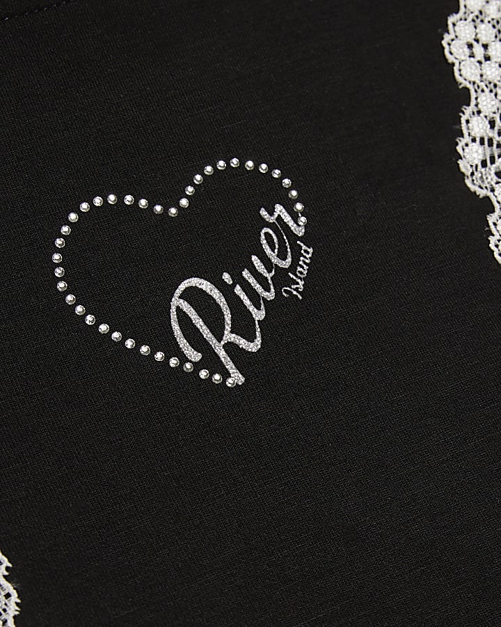 Girls Black Premium Prom Lace Dress