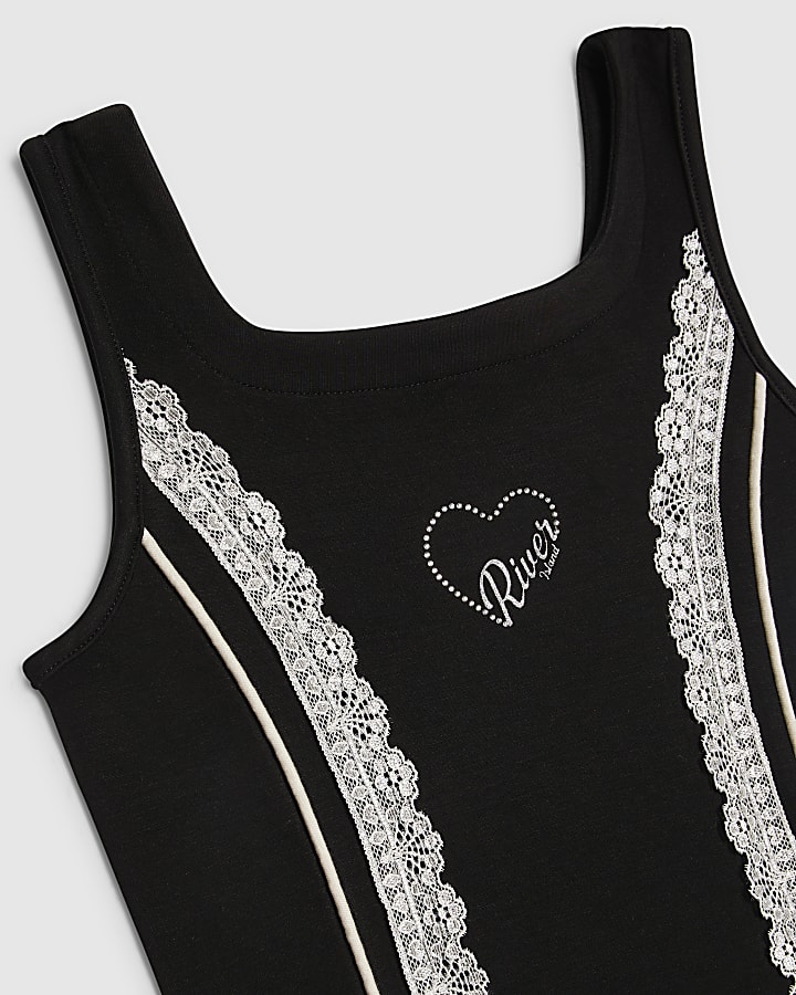 Girls Black Premium Prom Lace Dress