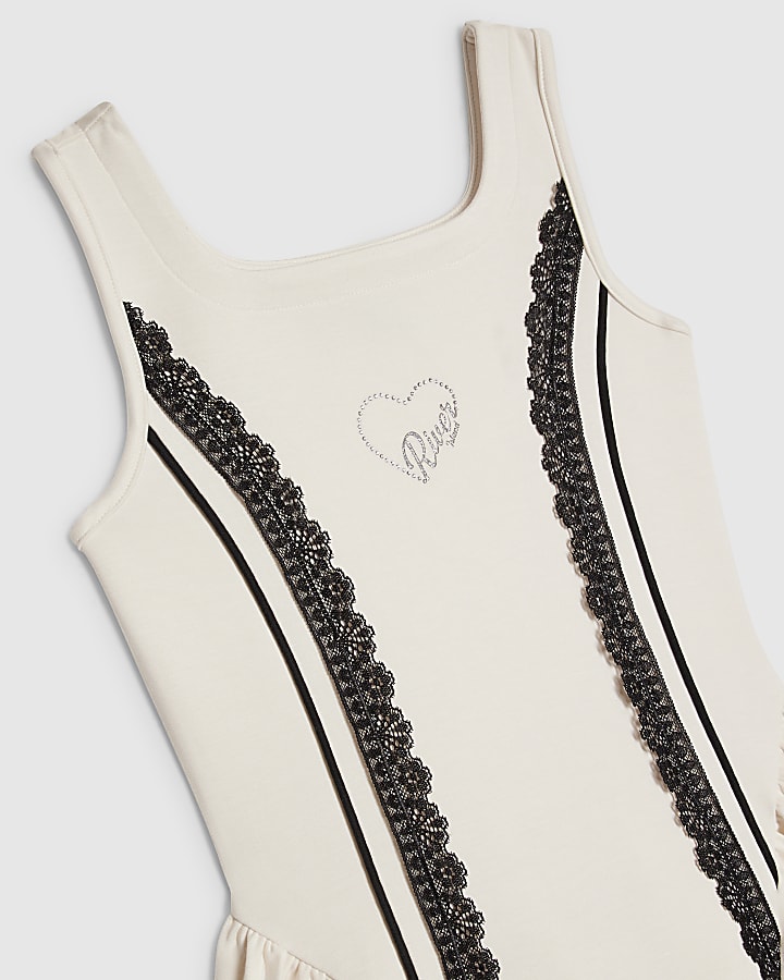 Girls Cream Premium Prom Lace Dress