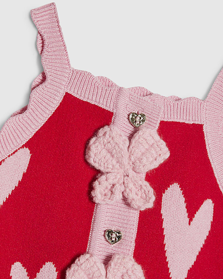 Baby Girls Red Heart Knitted Set