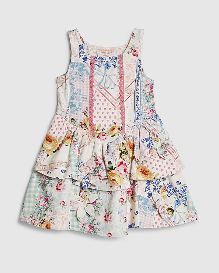 Mini Girls Pink Patchwork Cabbages Dress