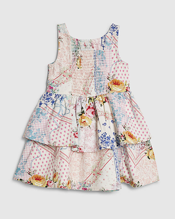 Mini Girls Pink Patchwork Cabbages Dress