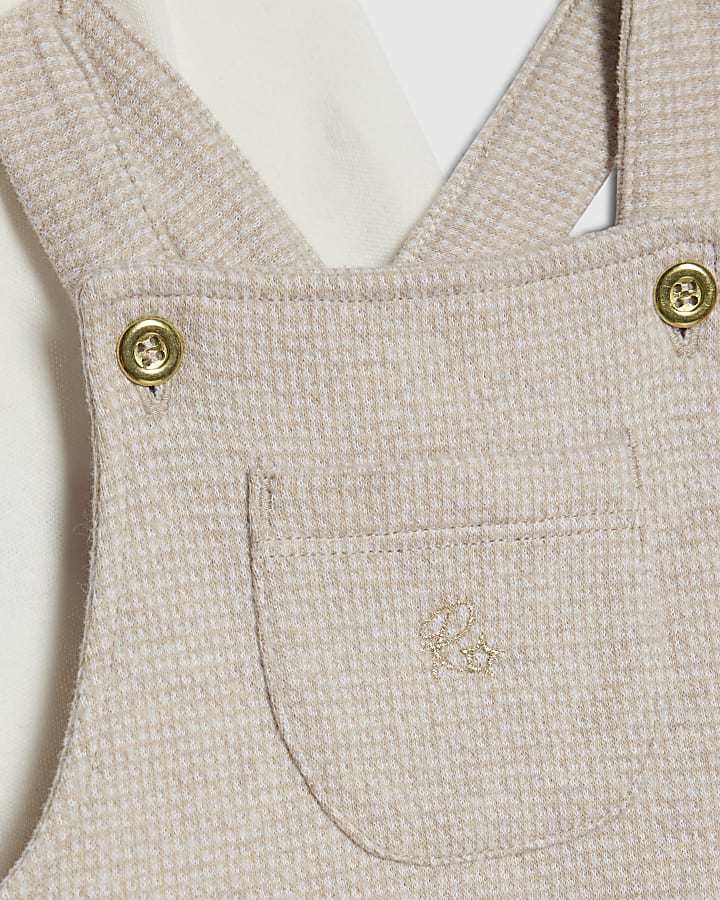 Baby Boys Beige Dungaree Set