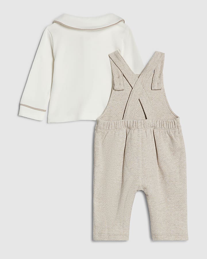 Baby Boys Beige Dungaree Set