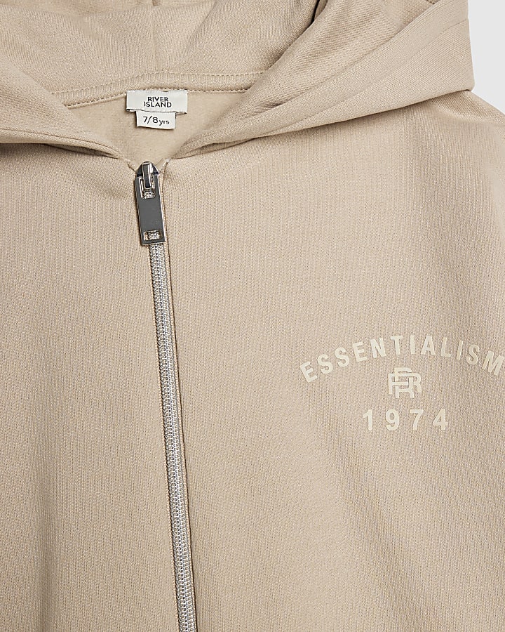 Boys Beige Essentialism Hoodie Set