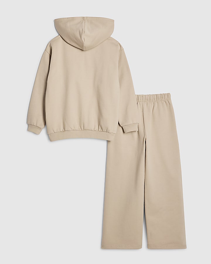 Boys Beige Essentialism Hoodie Set