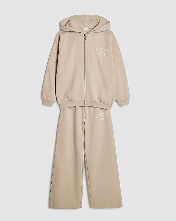 Boys Beige Essentialism Hoodie Set