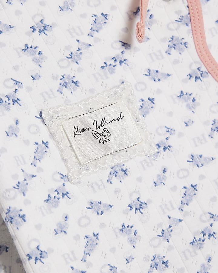 Girls White Ditsy Pointelle Pyjamas