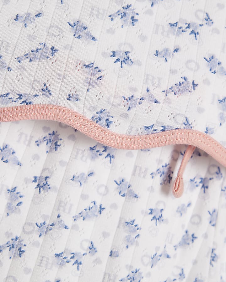 Girls White Ditsy Pointelle Pyjamas