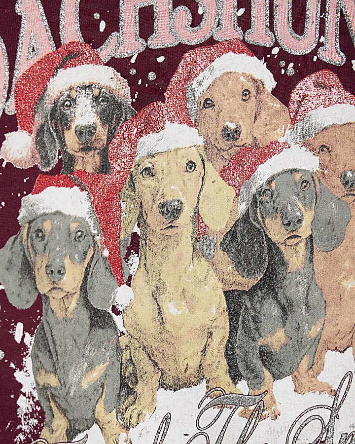 Girls Red Dachsund Dog Sweatshirt