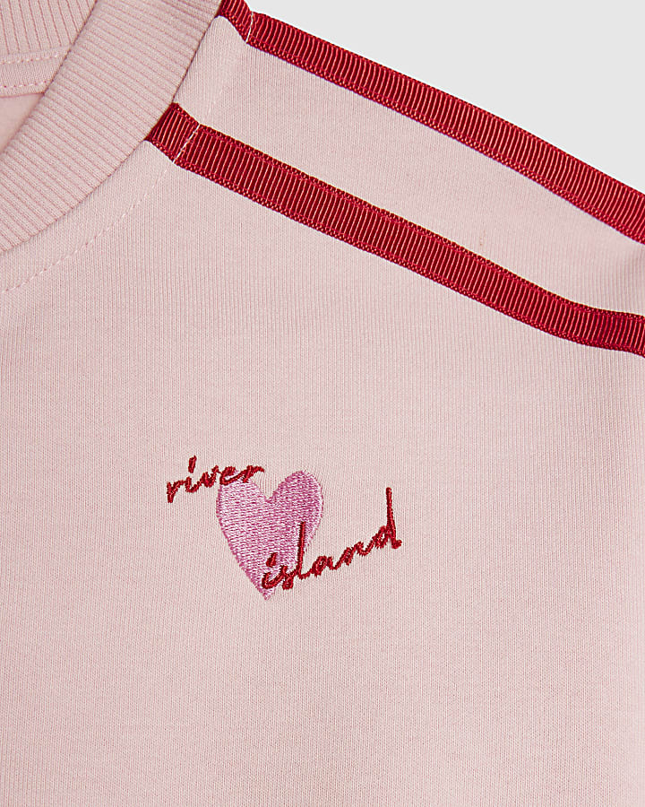 Girls Pink Bow Stripe Taping Tracksuit Set