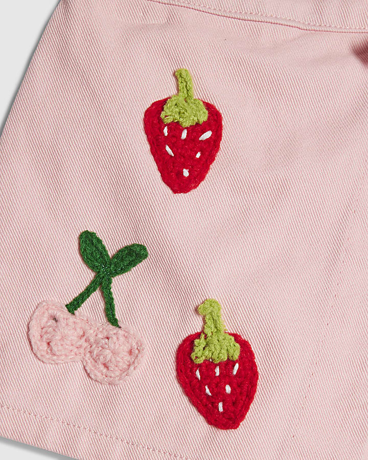 Mini Girls Pink 3D Fruit Crochet Skort