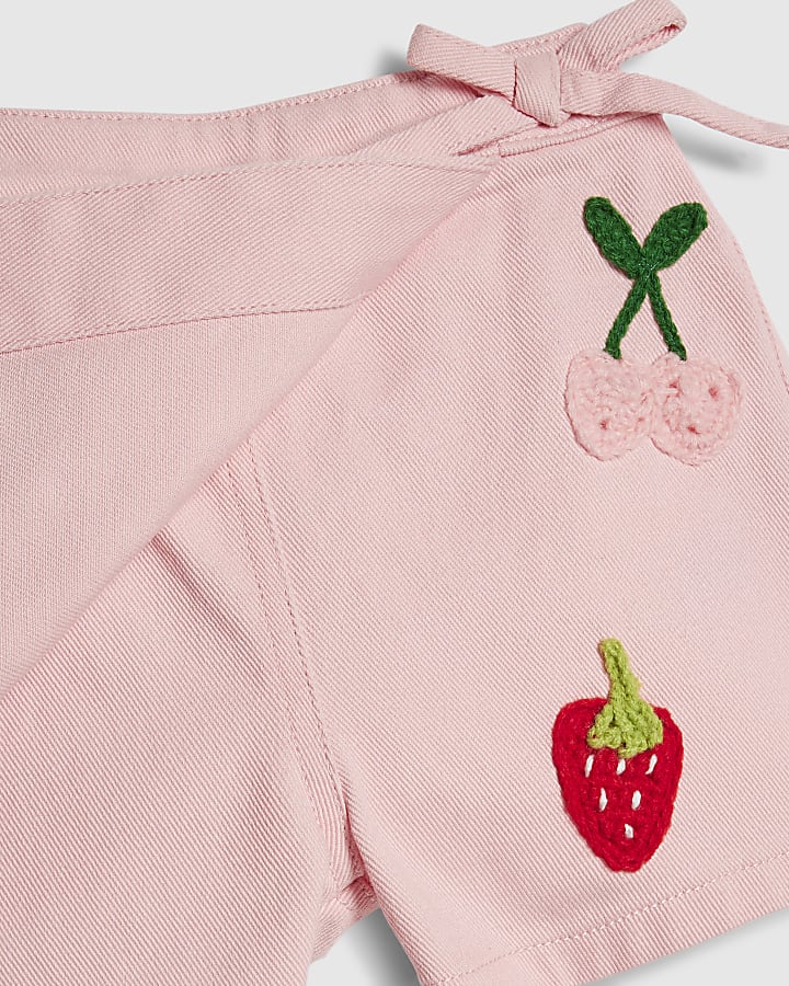 Mini Girls Pink 3D Fruit Crochet Skort