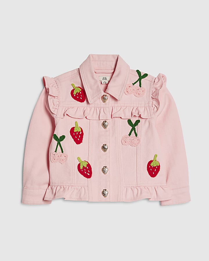 Mini Girls Pink 3D Fruit Crochet Jacket