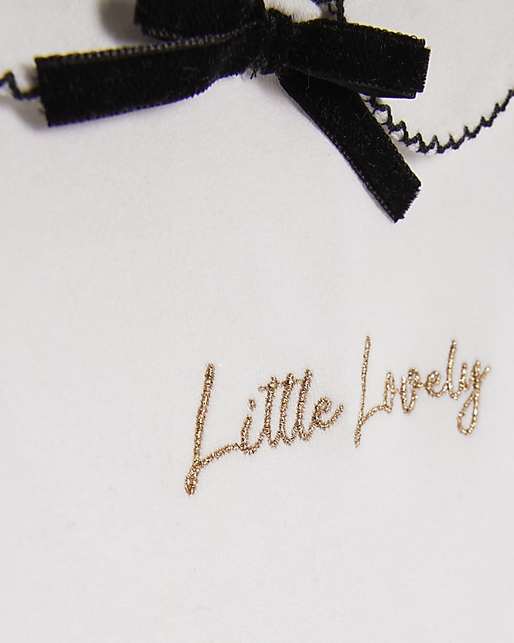 Mini Girls White Bow Top And Skort Set