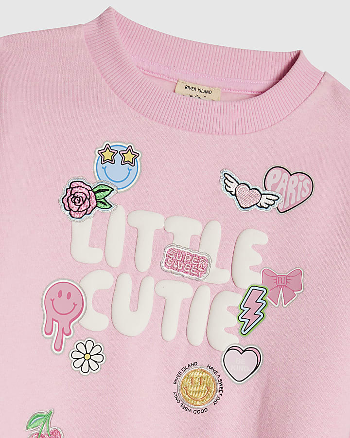 Mini Girls Pink Little Cutie Sweatshirt Set