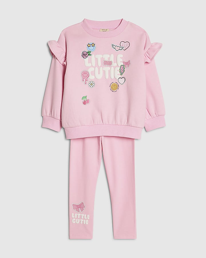 Mini Girls Pink Little Cutie Sweatshirt Set