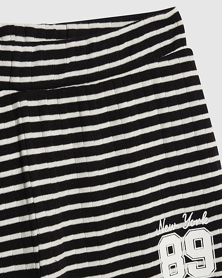 Girls Black Striped Cardigan Set