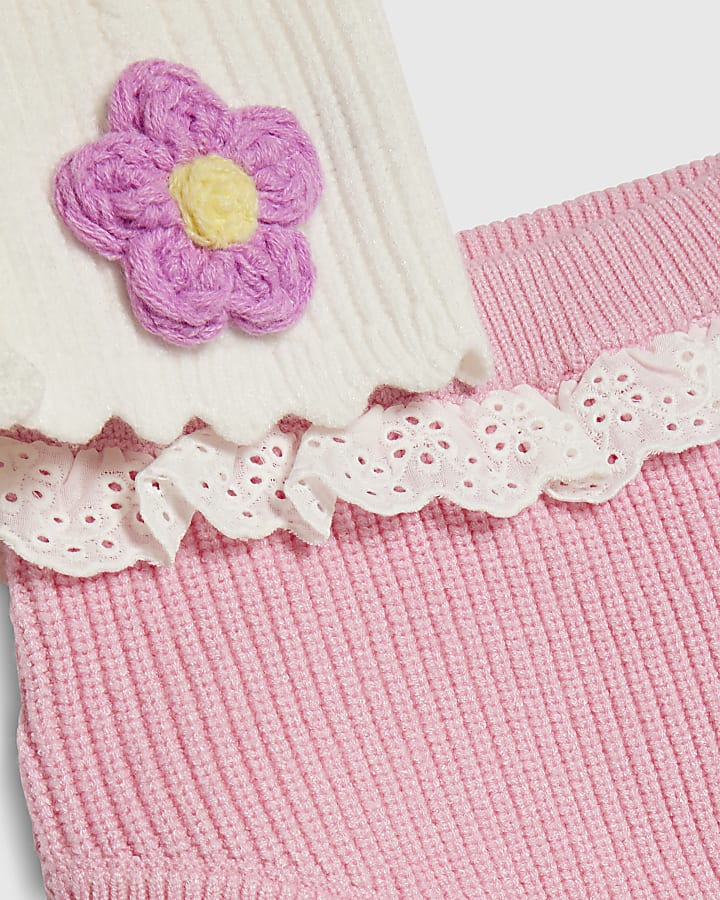 Baby Girls Cream 3D Flower Shorts Set