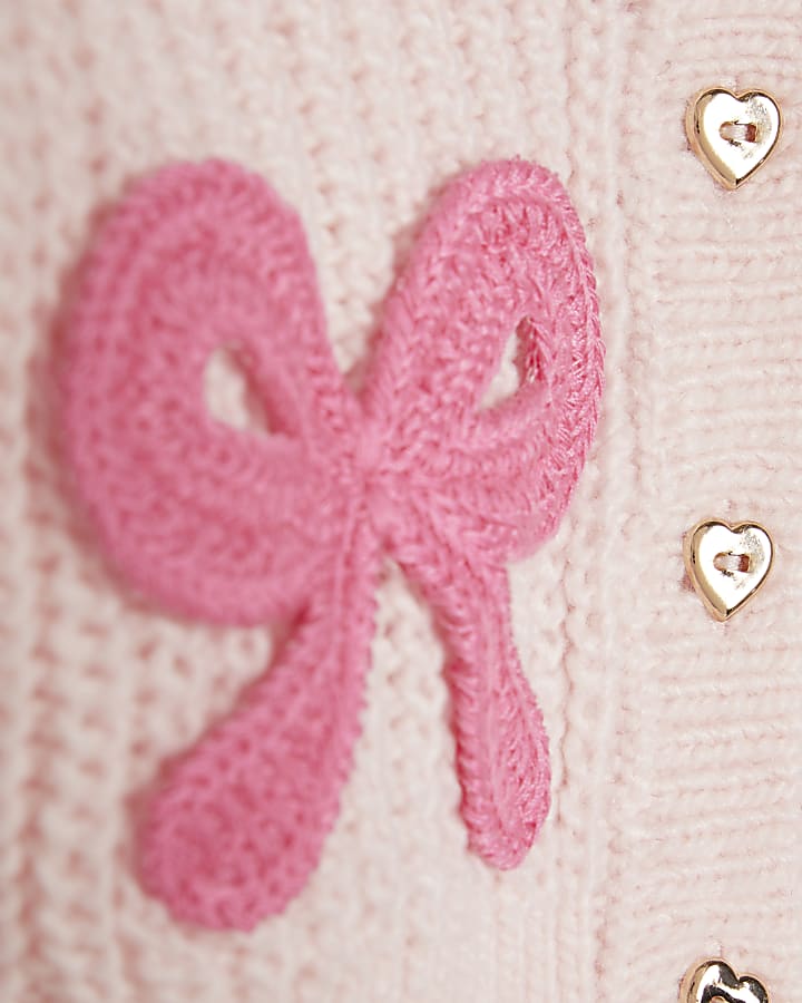 Baby Girls Pink 3D Bow Knit Cardigan Set