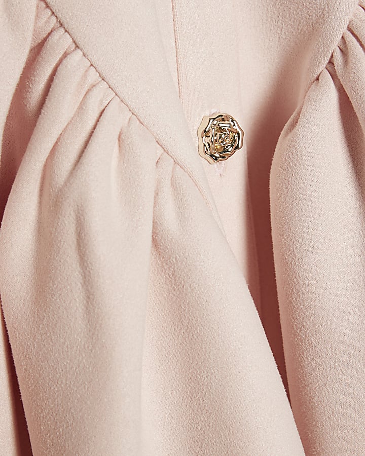 Girls Pink Faux Suede Sleeveless Prom Dress