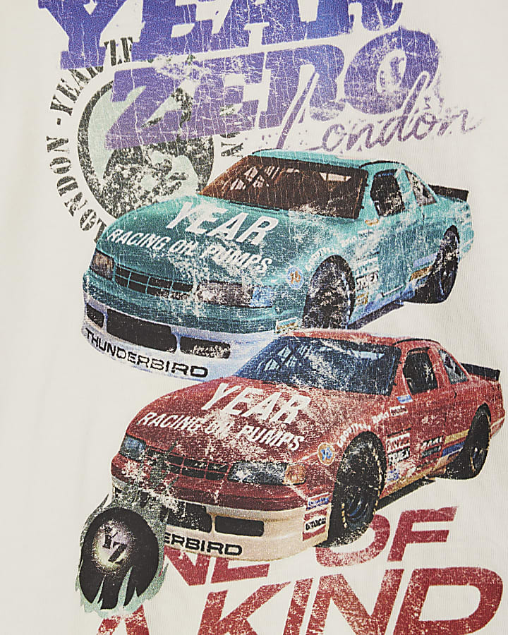 Mini Boys White Year Zero Car Print T-Shirt