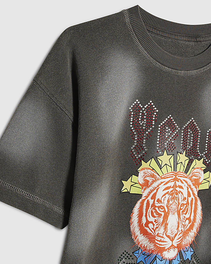 Boys Black Year Zero Tiger Graphic T-Shirt