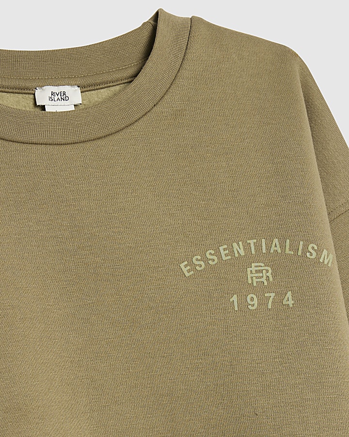 Boys Khaki Essentialism Sweatshirt Set
