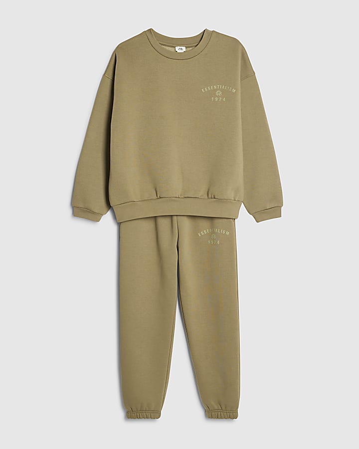 Boys Khaki Essentialism Sweatshirt Set