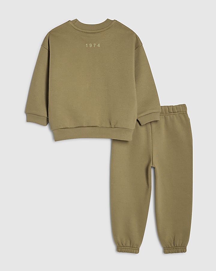 Mini Boys Khaki Essentialism Sweatshirt Set
