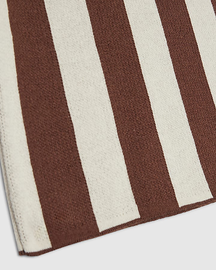 Mini Boys Brown Stripe Football T-Shirt